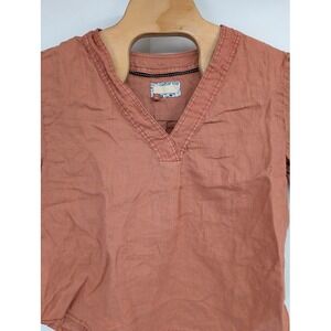 Anthropologie Pilcro Crop Rust Orange Linen Tunic Top Sz XS